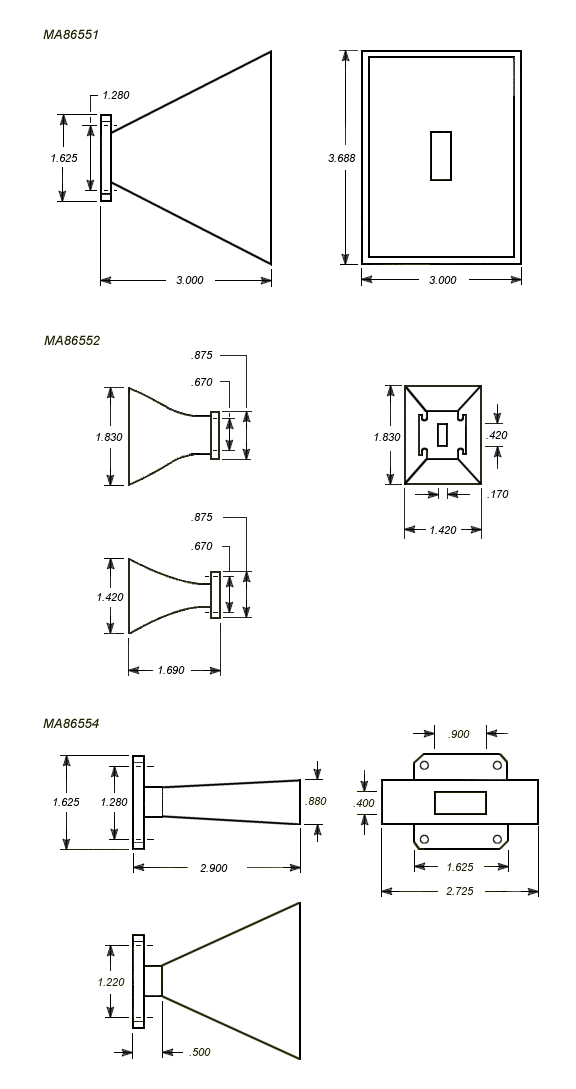 horn antenna drawing